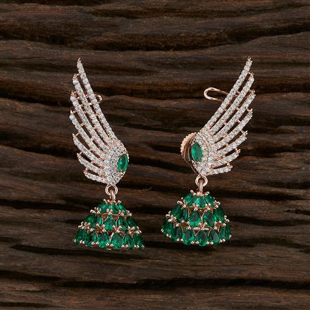 Cz Short Earring With Rose Gold Plating