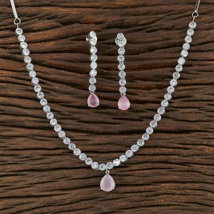 Cz Delicate Necklace With Rhodium Plating
