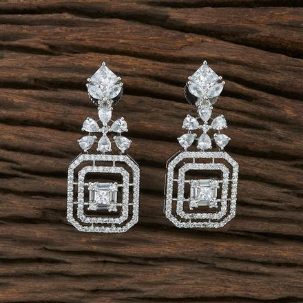 Cz Classic Earring With Rhodium Plating