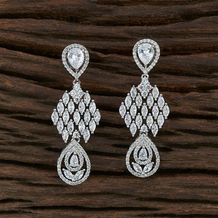 Cz Classic Earring With Rhodium Plating