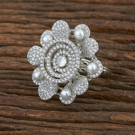 Cz Classic Ring With Rhodium Plating