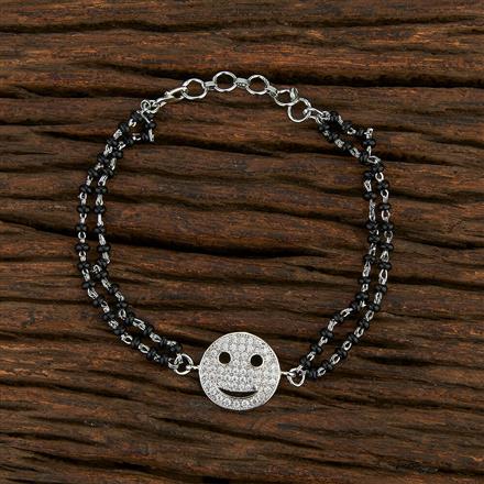 Cz Hand Mangalsutra Bracelet With Rhodium Plating