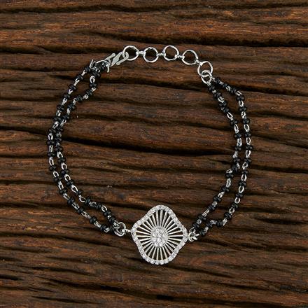 Cz Hand Mangalsutra Bracelet With Rhodium Plating