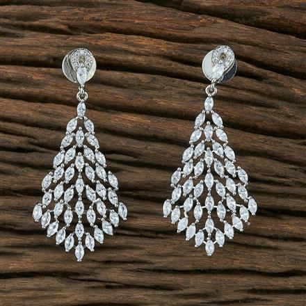 Cz Short Earring With Rhodium Plating