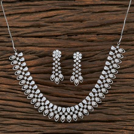 Cz Classic Necklace With Rhodium Plating
