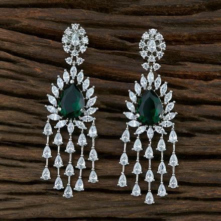 Cz Classic Earring With Rhodium Plating