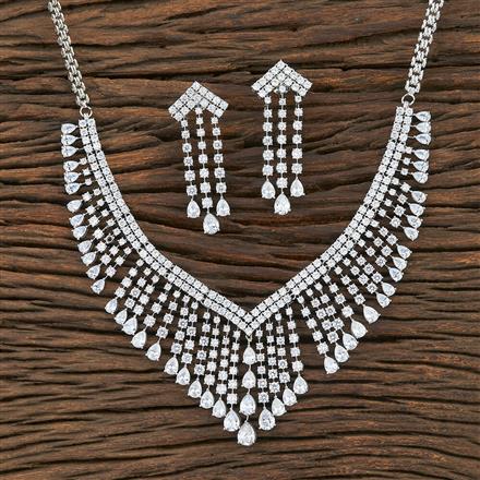 Cz Classic Necklace With Rhodium Plating