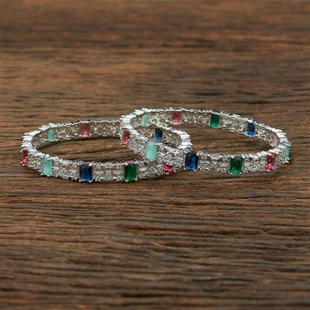 Cz Delicate Bangles With Rhodium Plating