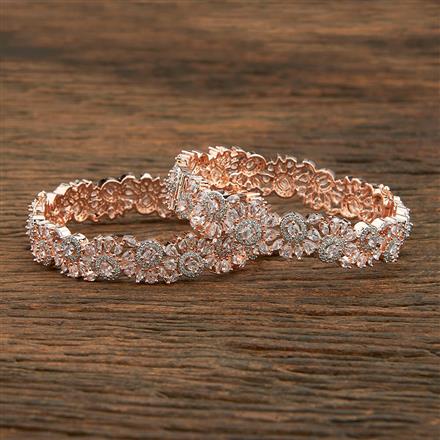 Cz Openable Bangles With Rose Gold Plating