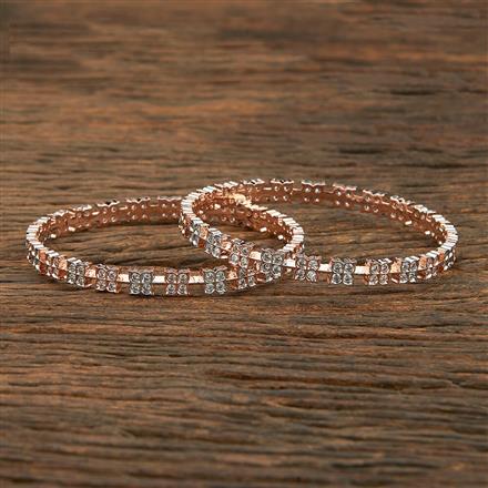 Cz Delicate Bangles With Rose Gold Plating