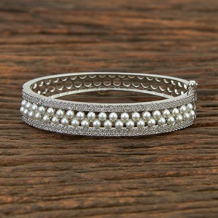 Cz Moti Kada With Rhodium Plating