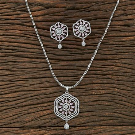 Cz Classic Pendant Set With Rhodium Plating
