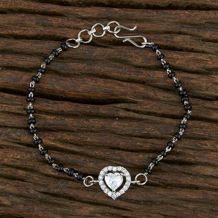 Cz Hand Mangalsutra Bracelet With Rhodium Plating