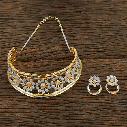 Cz Choker Necklace With 2 Tone Plating