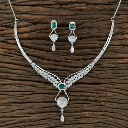 Cz Classic Necklace With Rhodium Plating