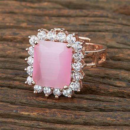 Cz Adjustable Ring With Rose Gold Plating