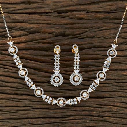 Cz Delicate Necklace With 2 Tone Plating