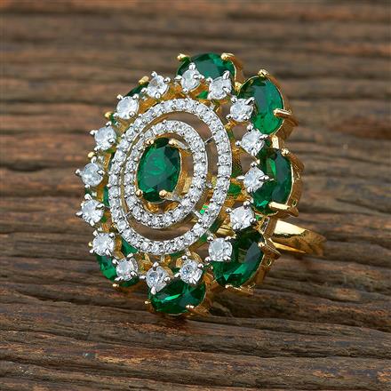 Cz Adjustable Ring With 2 Tone Plating