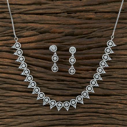 Cz Delicate Necklace With Rhodium Plating