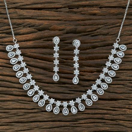 Cz Delicate Necklace With Rhodium Plating