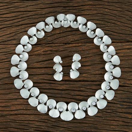 Cz Designer Necklace With Rhodium Plating