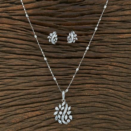 Cz Delicate Pendant Set With Rhodium Plating