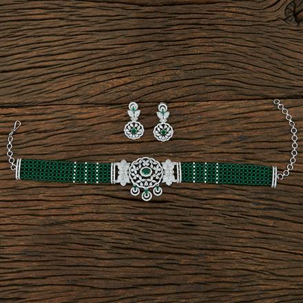 Cz Bandhai Necklace With Rhodium Plating