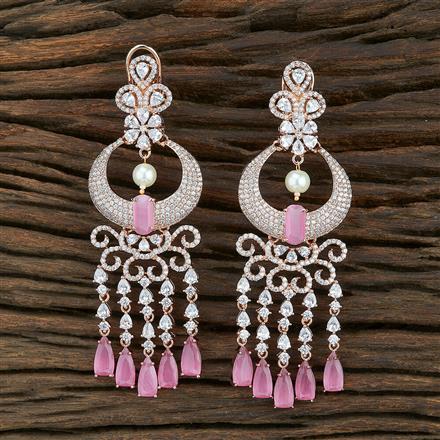 Cz Classic Earring With Rose Gold Plating