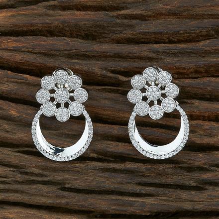 Cz Chand Earring With Rhodium Plating