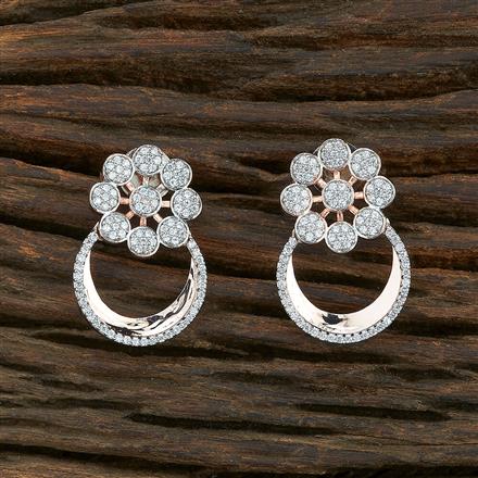 Cz Chand Earring With Rose Gold Plating