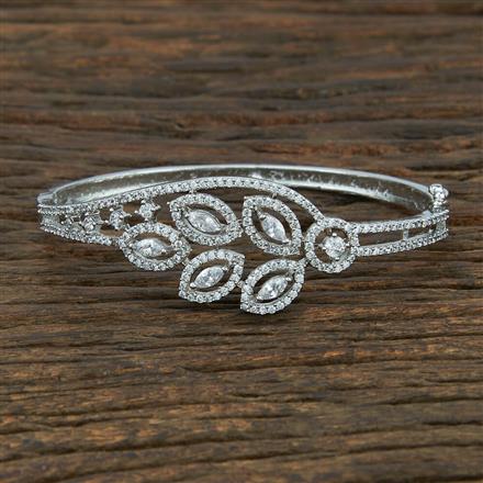 Cz Classic Kada With Rhodium Plating