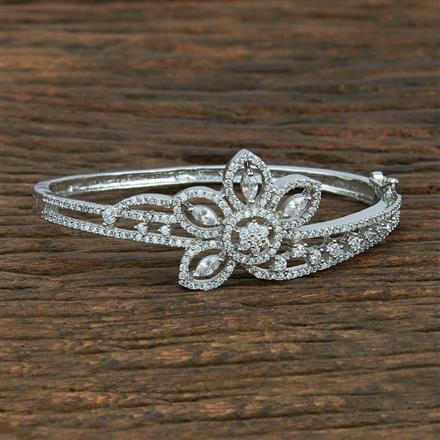 Cz Classic Kada With Rhodium Plating