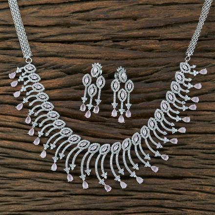 Cz Classic Necklace With Rhodium Plating