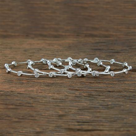 Cz Delicate Bangles With Rhodium Plating