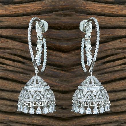 Cz Jhumki With Rhodium Plating