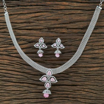 Cz Moti Pendant Set With Rhodium Plating