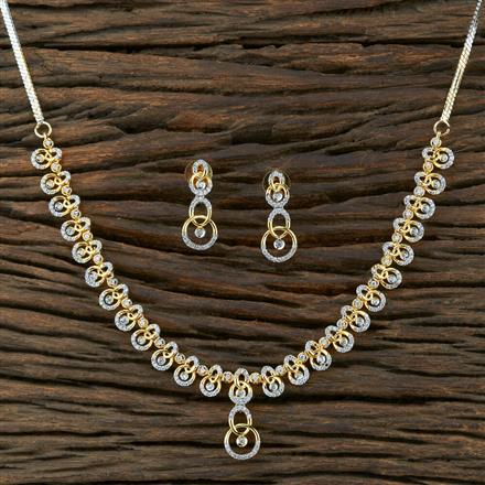 Cz Delicate Necklace With 2 Tone Plating