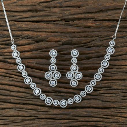 Cz Delicate Necklace With Rhodium Plating