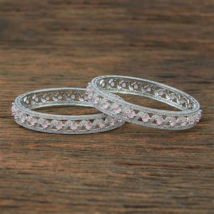 Cz Classic Bangles With Rhodium Plating