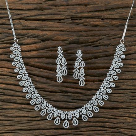 Cz Classic Necklace With Rhodium Plating