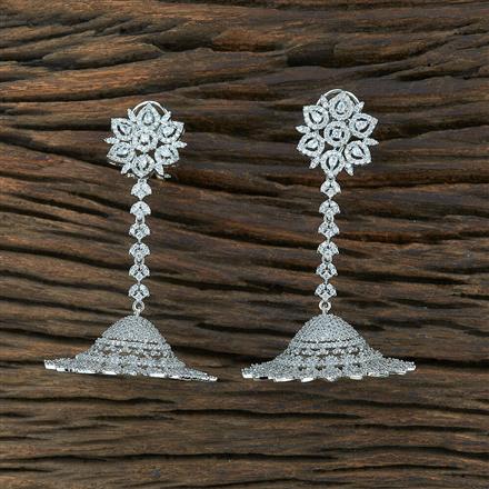 Cz Jhumki With Rhodium Plating