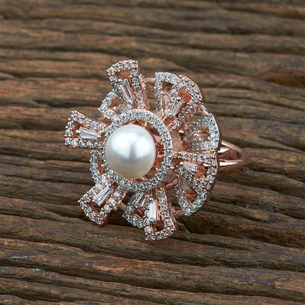 Cz Adjustable Ring With Rose Gold Plating