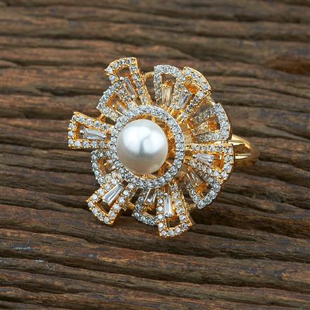 Cz Adjustable Ring With 2 Tone Plating