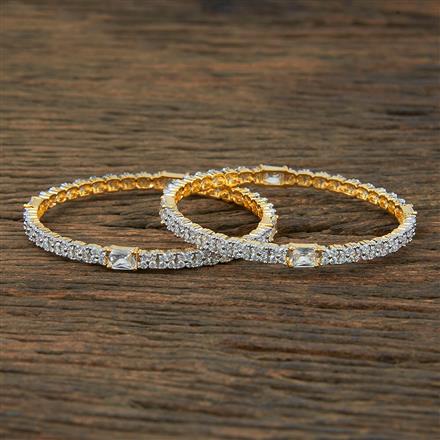 Cz Classic Bangles With 2 Tone Plating
