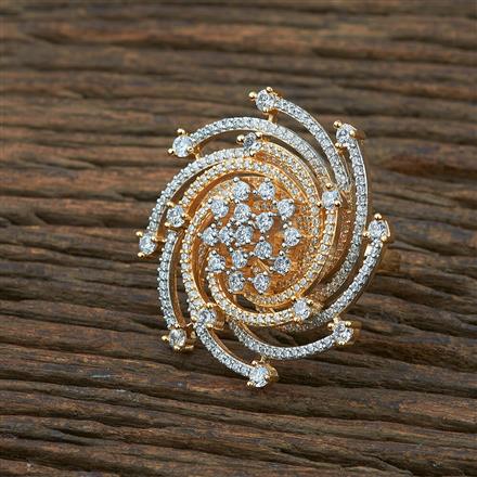 Cz Adjustable Ring With 2 Tone Plating