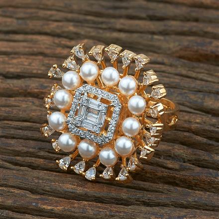 Cz Adjustable Ring With 2 Tone Plating