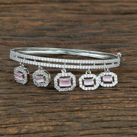 Cz Delicate Kada With Rhodium Plating