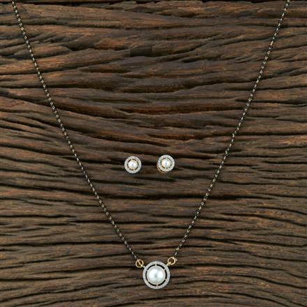 American Diamond Classic Mangalsutra with Rhodium Plating 2 Tone Plating