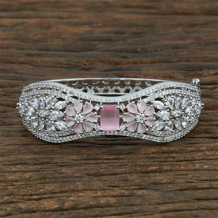 Cz Broad Kada With Rhodium Plating