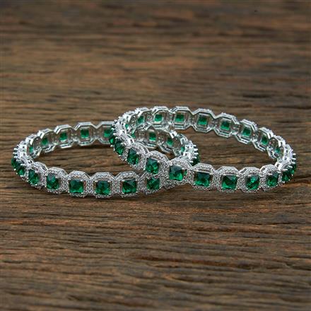 Cz Delicate Bangles With Rhodium Plating